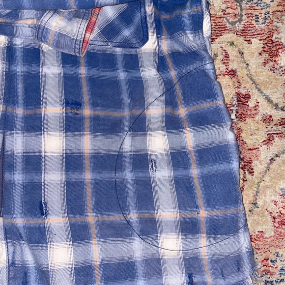 Free People Plaid Flannel Distressed/Deconstructed Stud Jacket/Shacket Size L - Picture 7 of 14